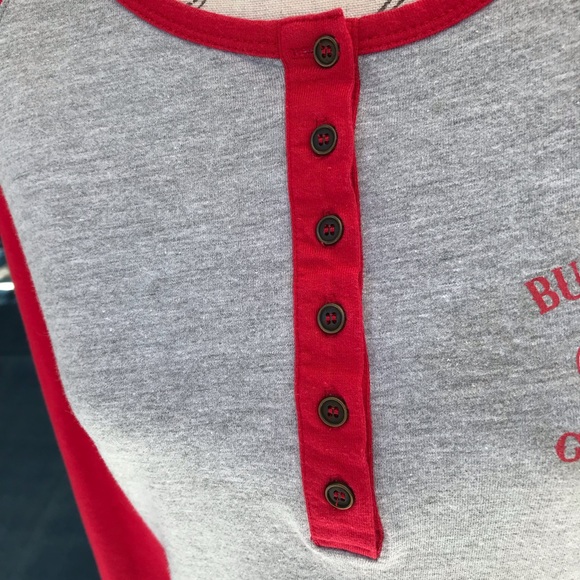 Colosseum Athletics Red Grey Henley Button Long Sleeved UGA Georgia Top Size XL - Picture 10 of 14